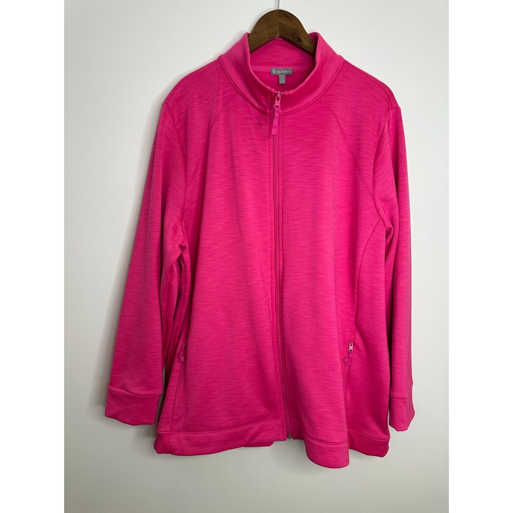 T by Talbots Pink Scuba Full Zip Jacket Mock Neck Plus Size 3X Stretch Pockets - Picture 11 of 12